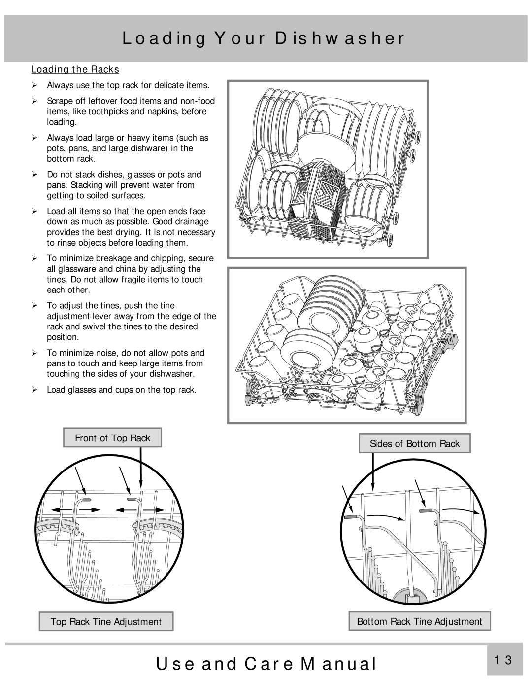 Dacor PD24BK, PD24GN, PD24TS, PD24SG, PD24BU, MDH24, ED24, PD24AG, MDV24, ID24 manual Loading the Racks 