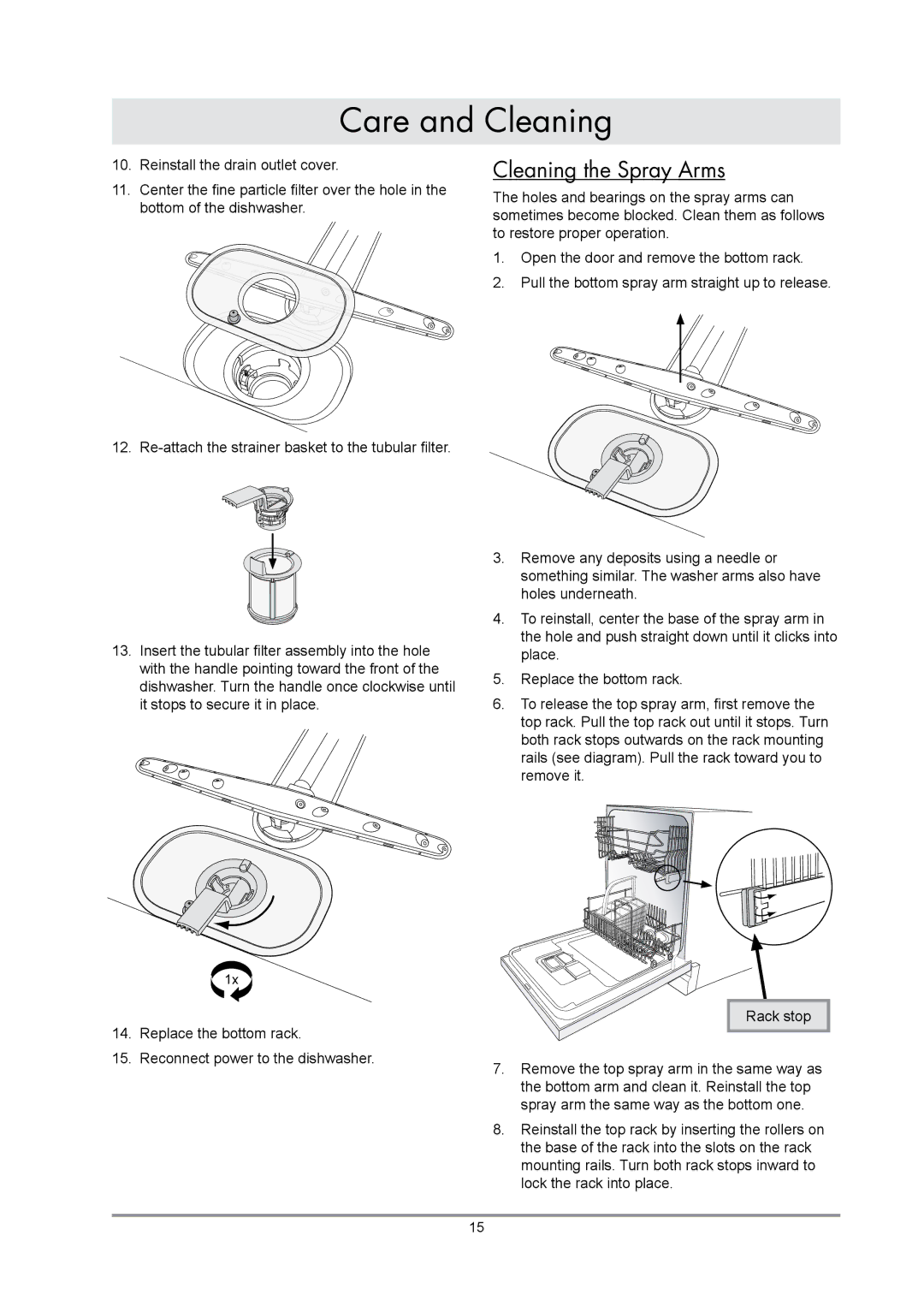 Dacor renaissance built-in dishwasher manual Cleaning the Spray Arms 