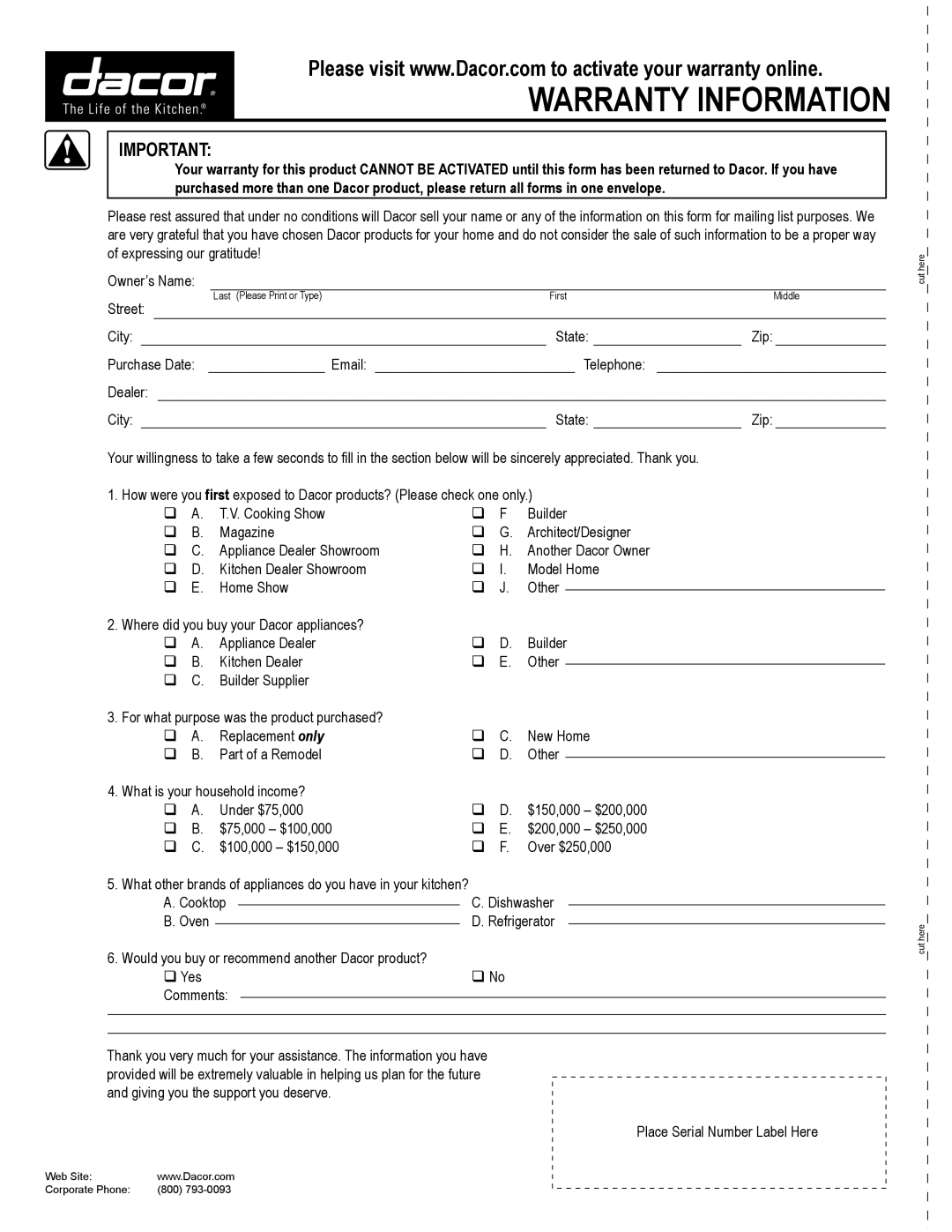 Dacor SGM464GG, version, SGM466, SGM365, SGM364, SGM304 important safety instructions Warranty Information 