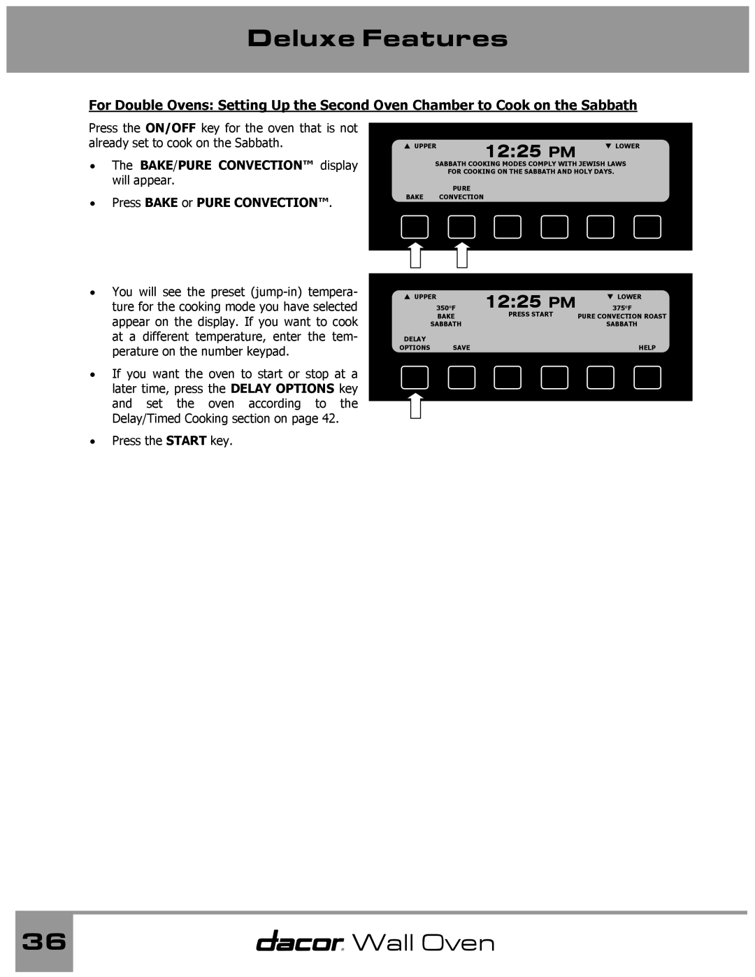 Dacor Wall Oven manual 375F 