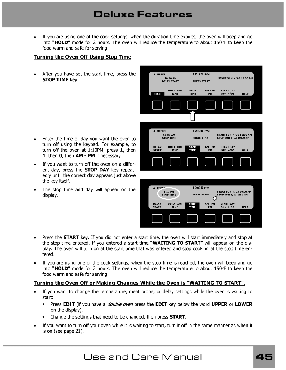 Dacor Wall Oven manual Turning the Oven Off Using Stop Time 