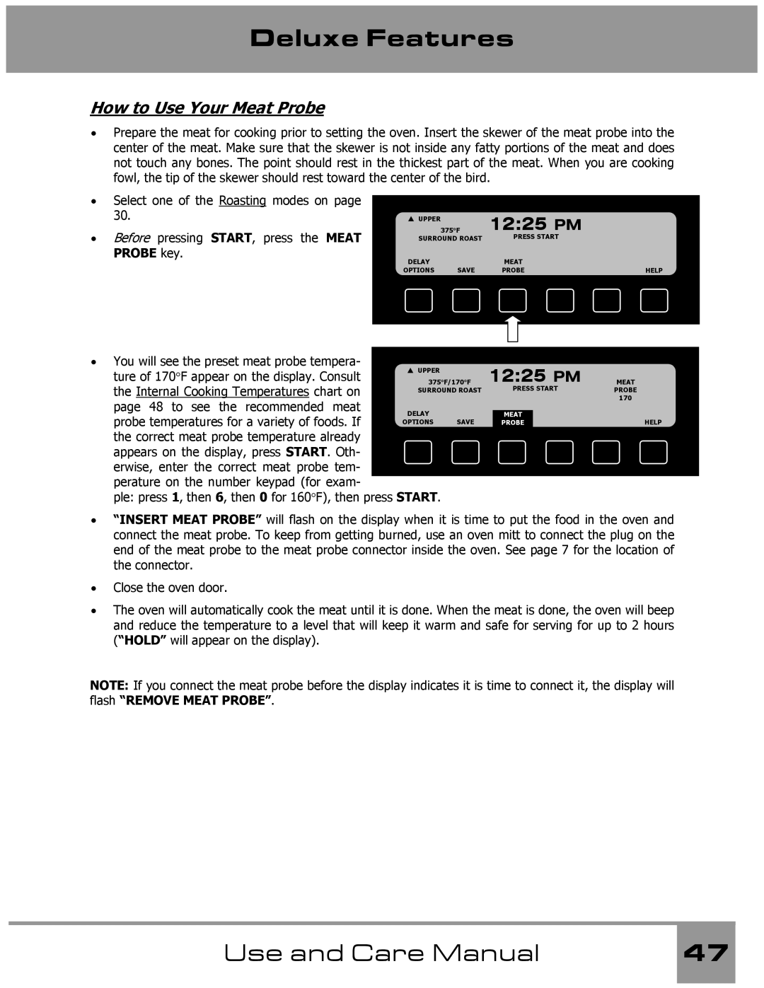 Dacor Wall Oven manual How to Use Your Meat Probe 