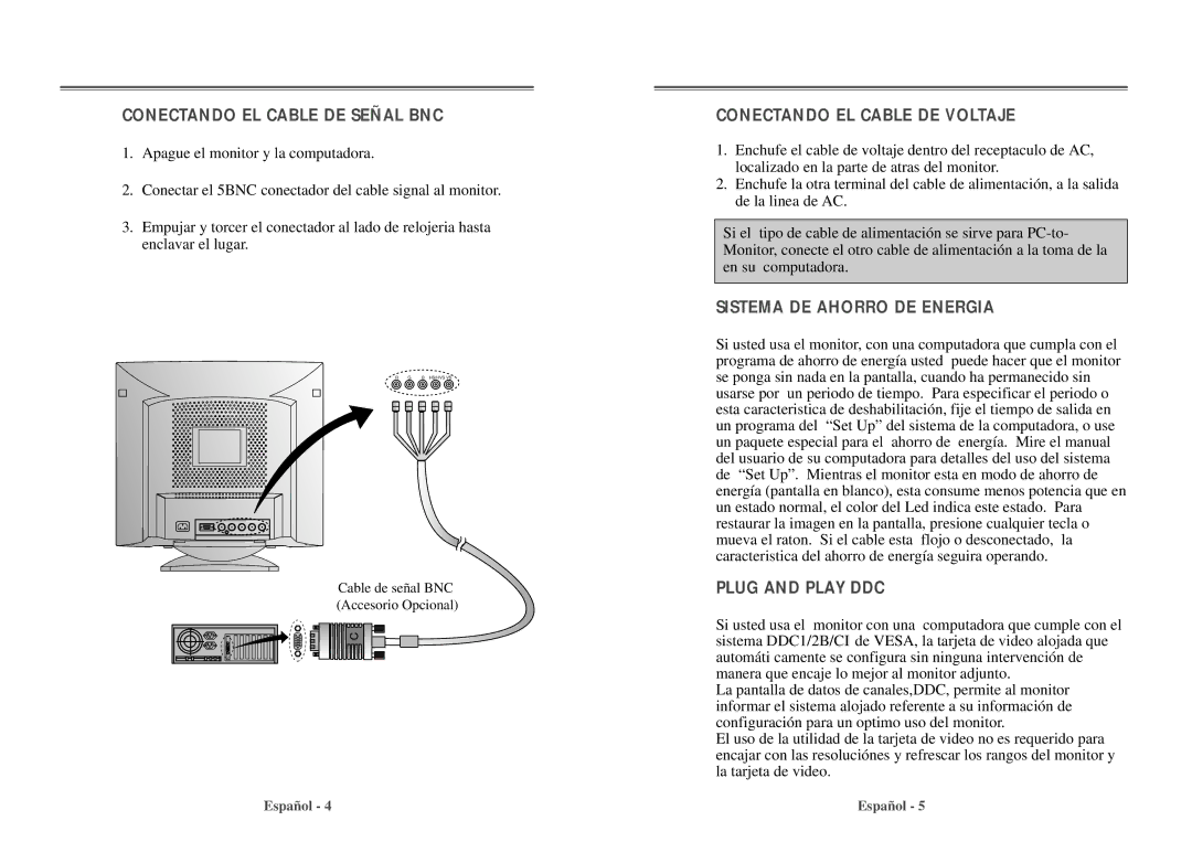 Daewoo 103FH manual Conectando EL Cable DE Señal BNC 