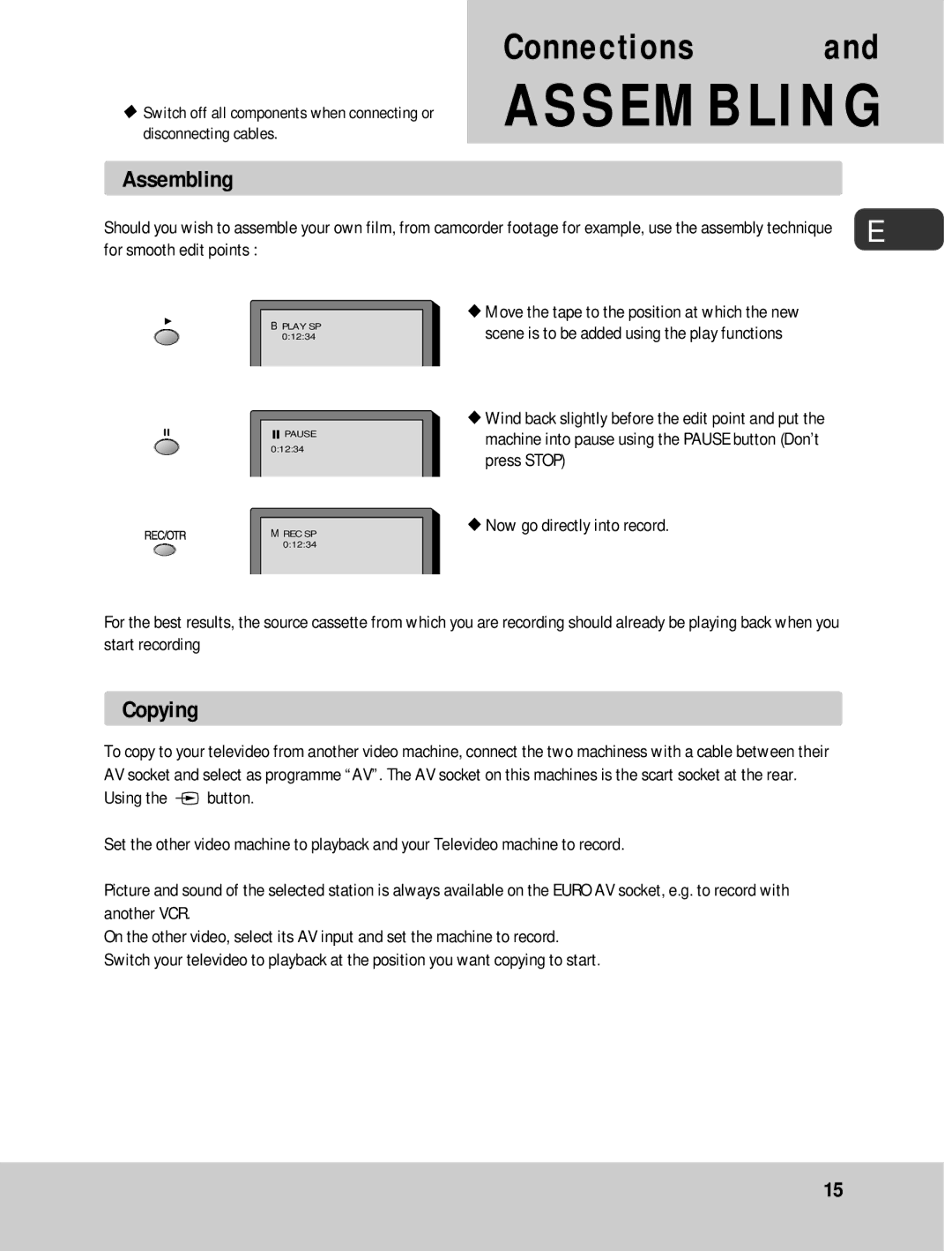 Daewoo 14H1N, 20H1N 14H1T, 20H1T 14H2N, 20H2N 14H2T, 20H2T instruction manual Assembling, Copying 