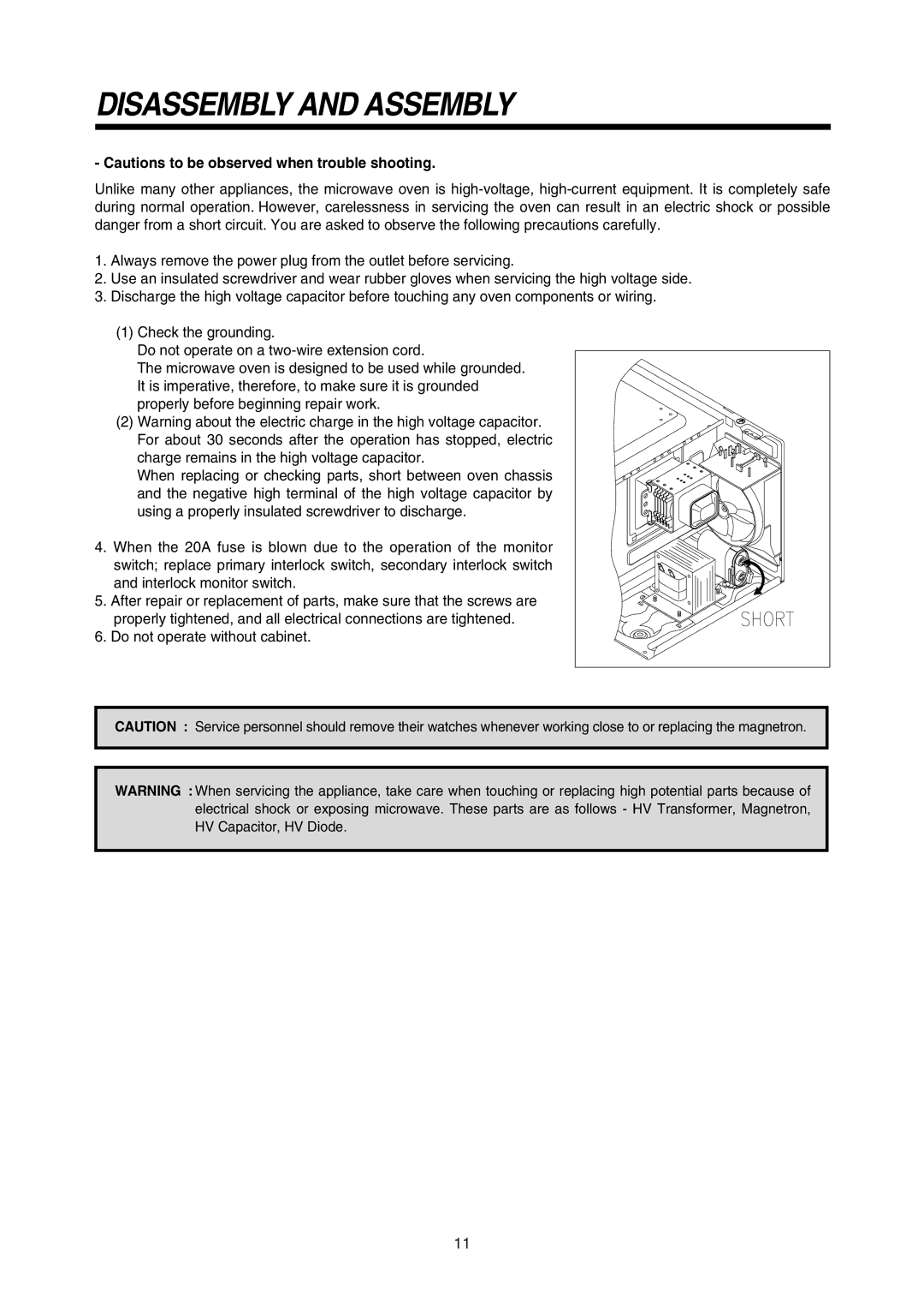 Daewoo 181GOA0A manual Disassembly and Assembly 