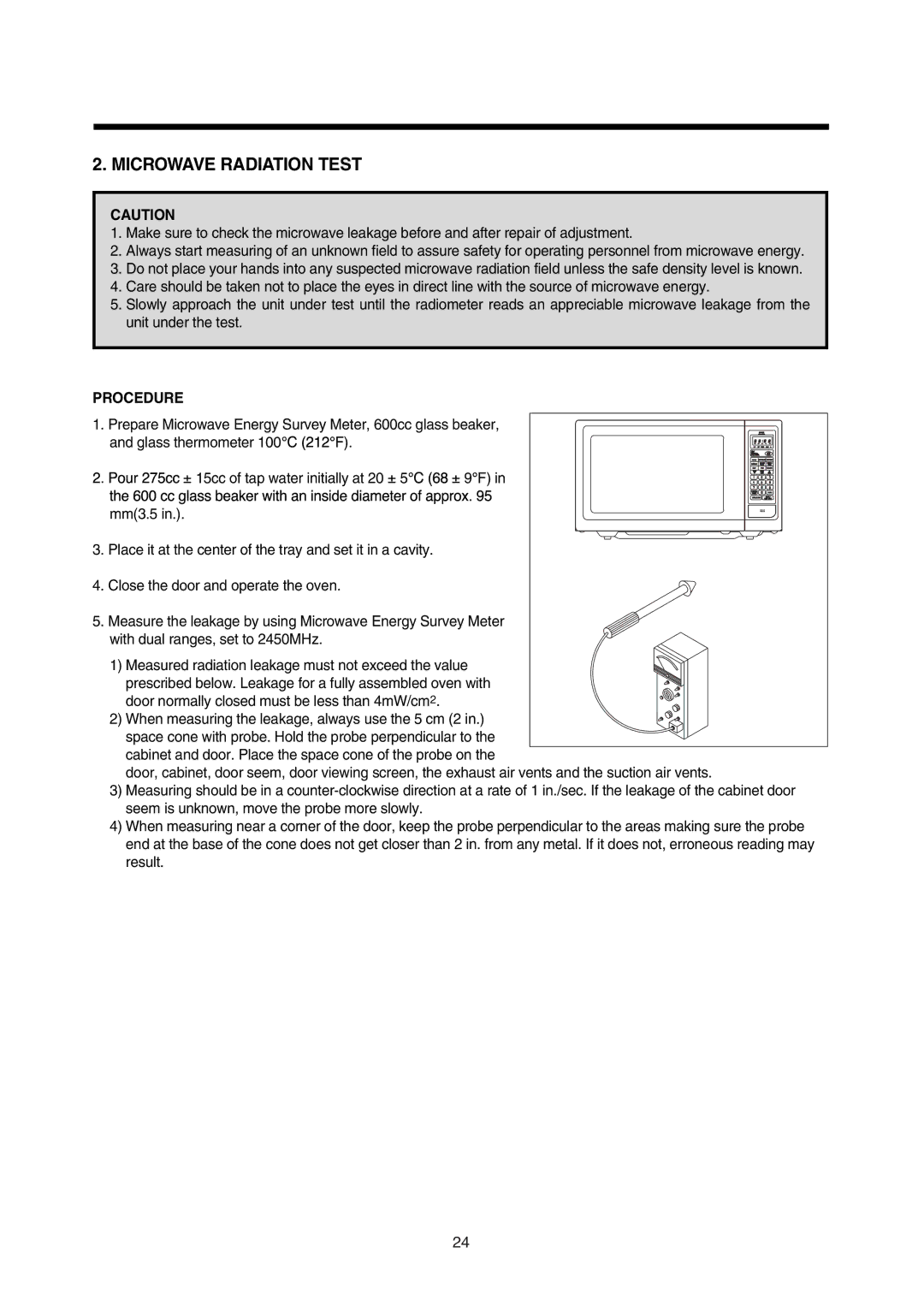 Daewoo 181GOA0A manual Microwave Radiation Test 