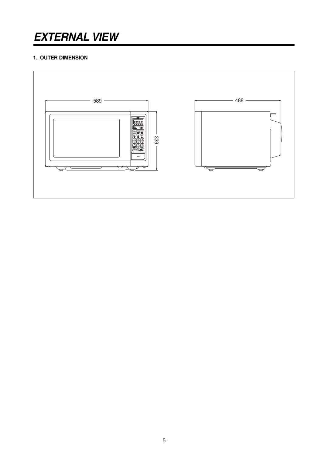 Daewoo 181GOA0A manual External View, Outer Dimension 