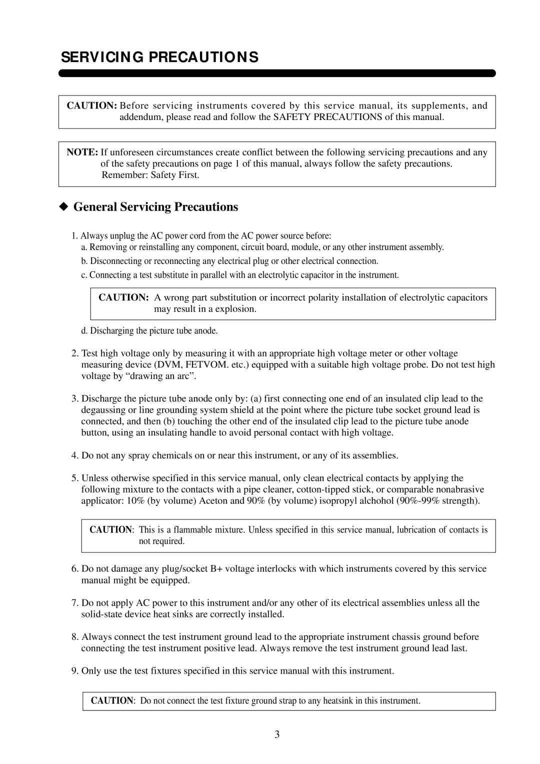 Daewoo 531X service manual General Servicing Precautions 