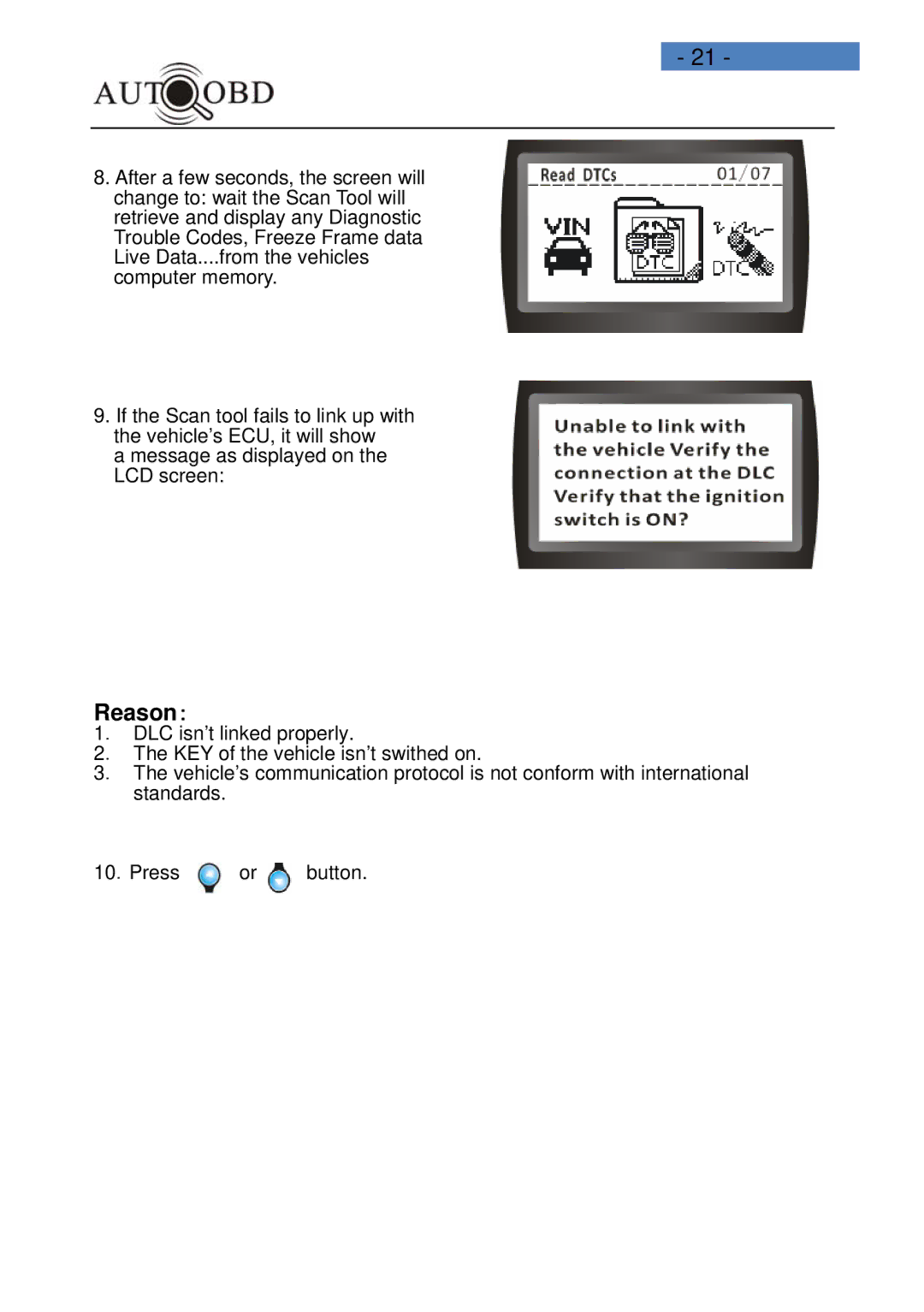 Daewoo AD100 user manual Reason： 