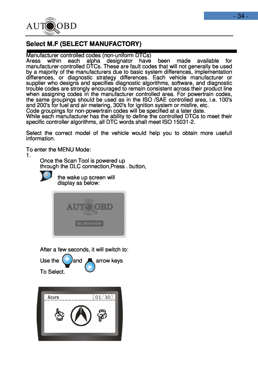 Daewoo AD100 user manual Select M.F SELECT MANUFACTORY 