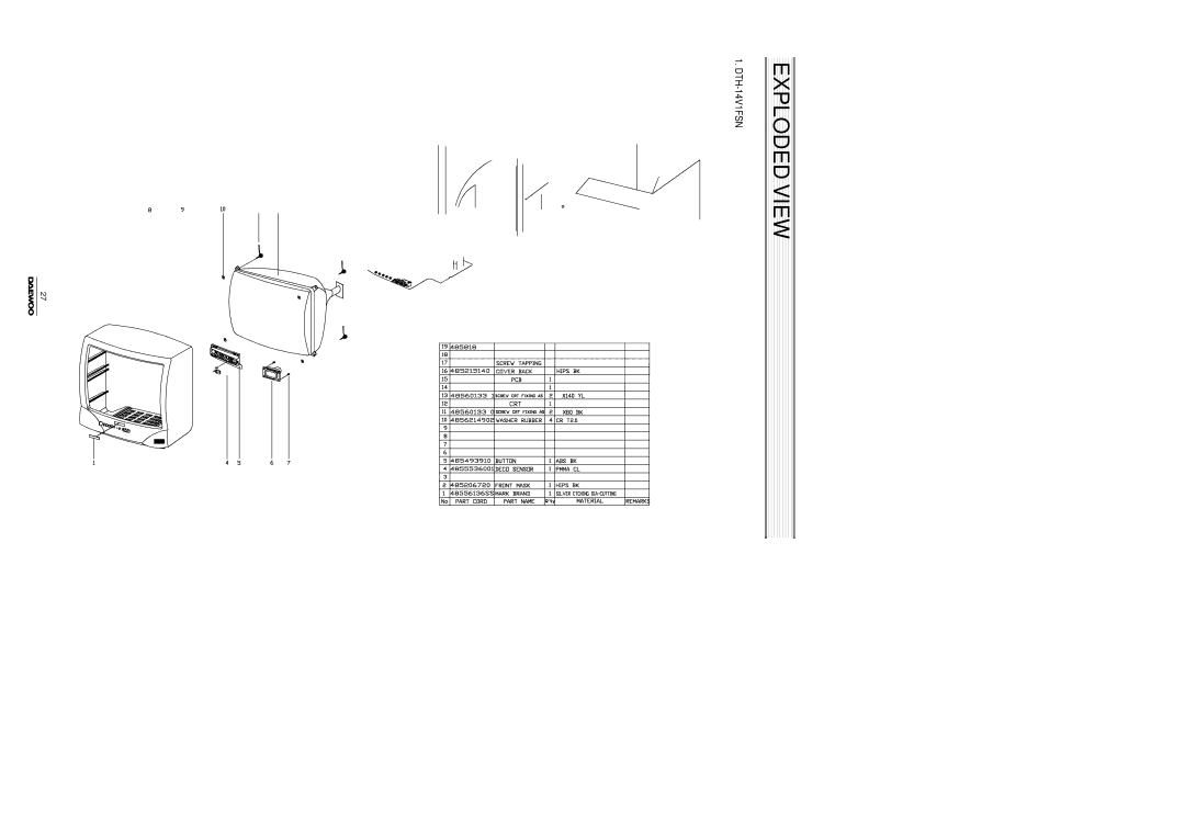 Daewoo Color Television, DTH-14/20V4FSN, DTH-14/20V1FSN, DTH-14/20V3FSN manual Exploded View 