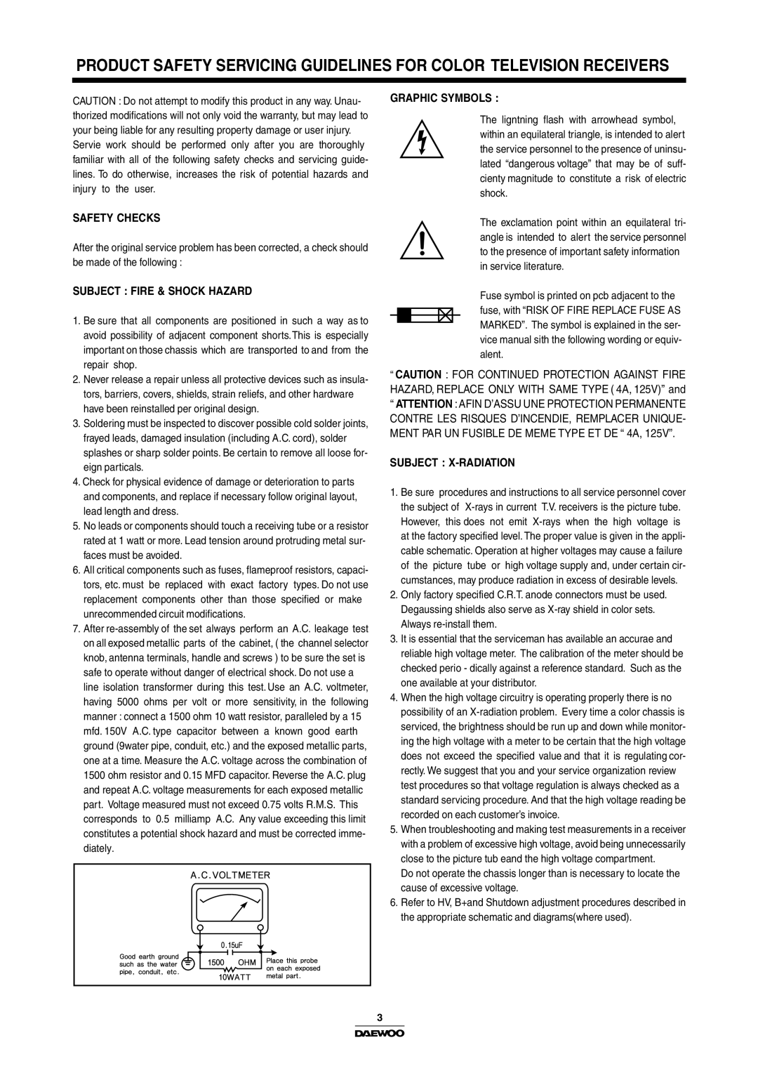 Daewoo Color Television, DTH-14/20V4FSN, DTH-14/20V1FSN, DTH-14/20V3FSN manual Safety Checks 