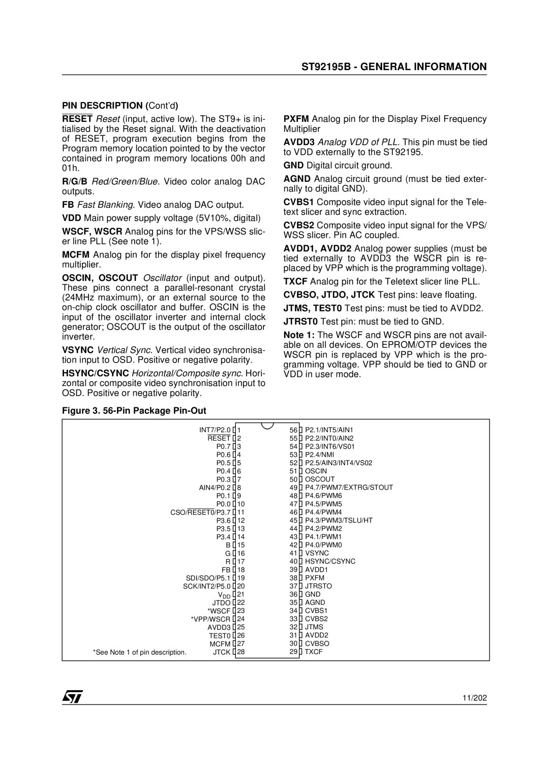 Daewoo CP005P-010G1 specifications PIN Description Cont’d 