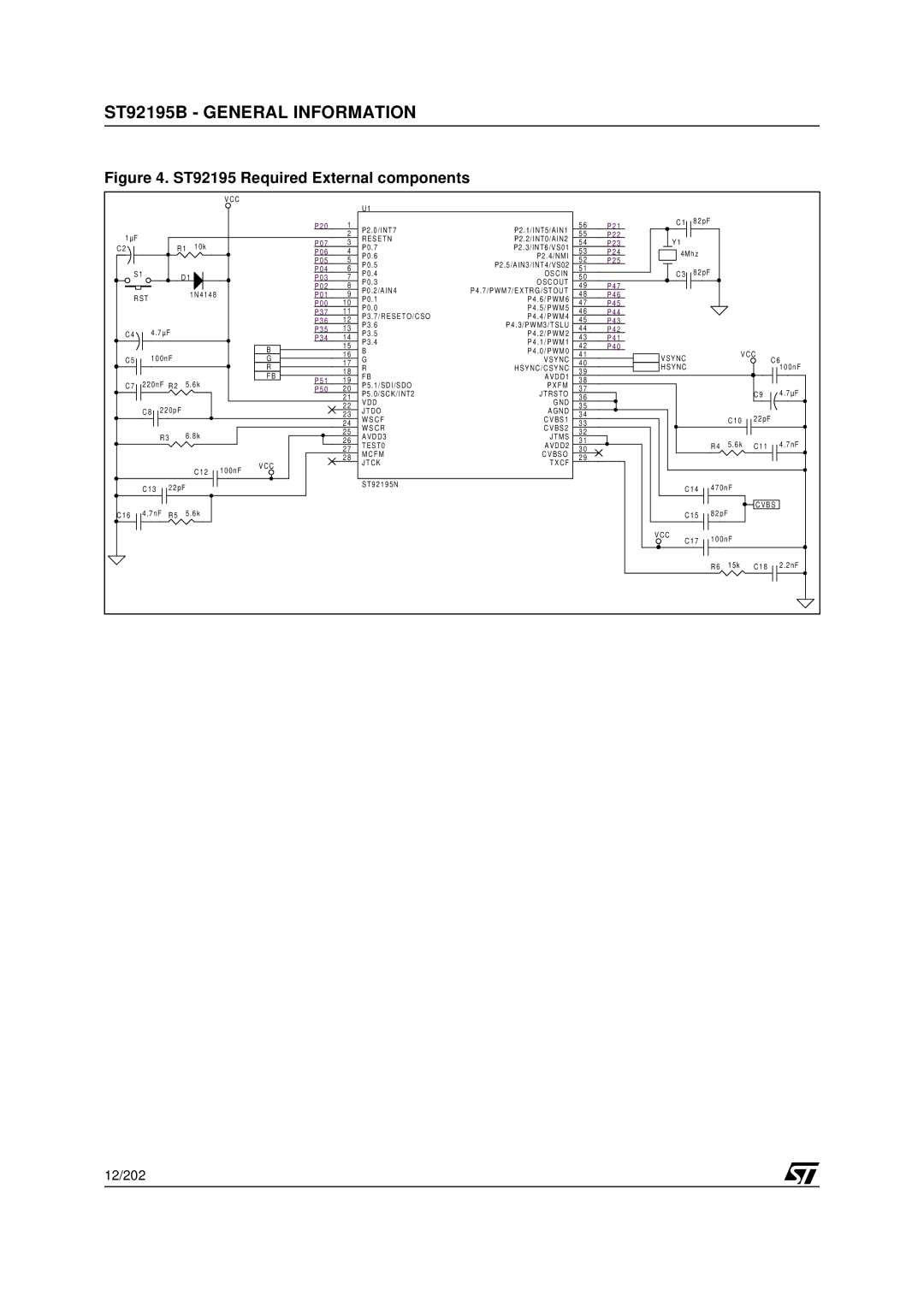 Daewoo CP005P-010G1 specifications ST92195 Required External components 