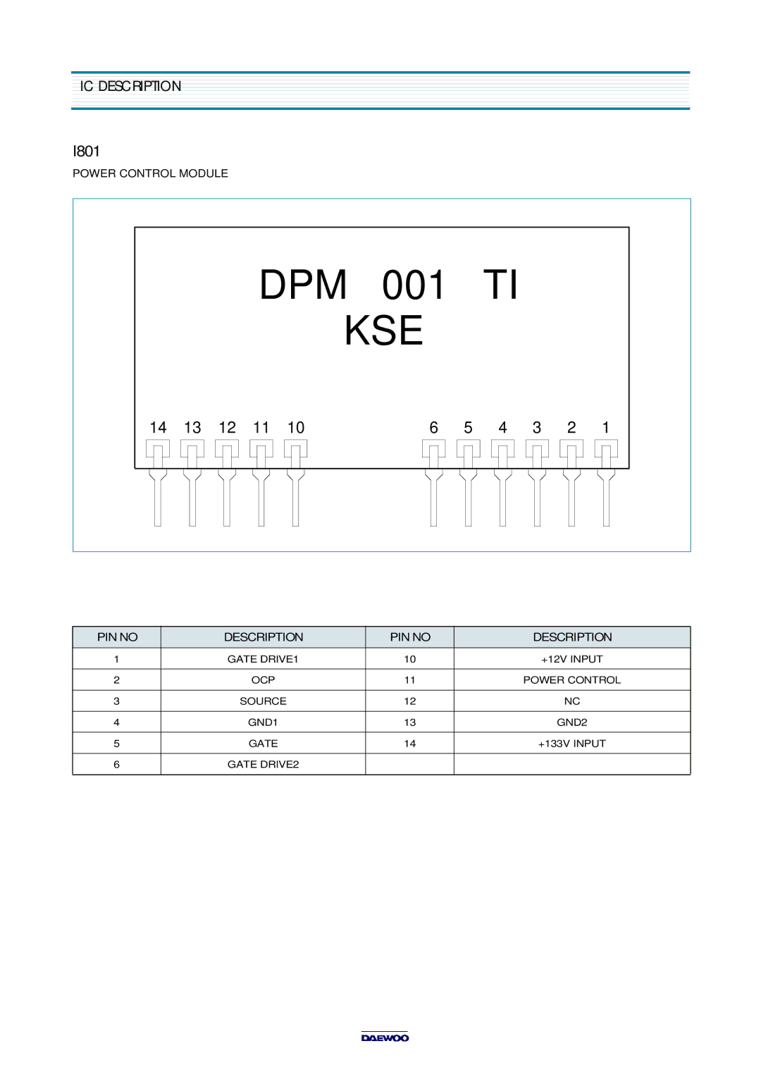 Daewoo CP005P-010G1 specifications Dpm 