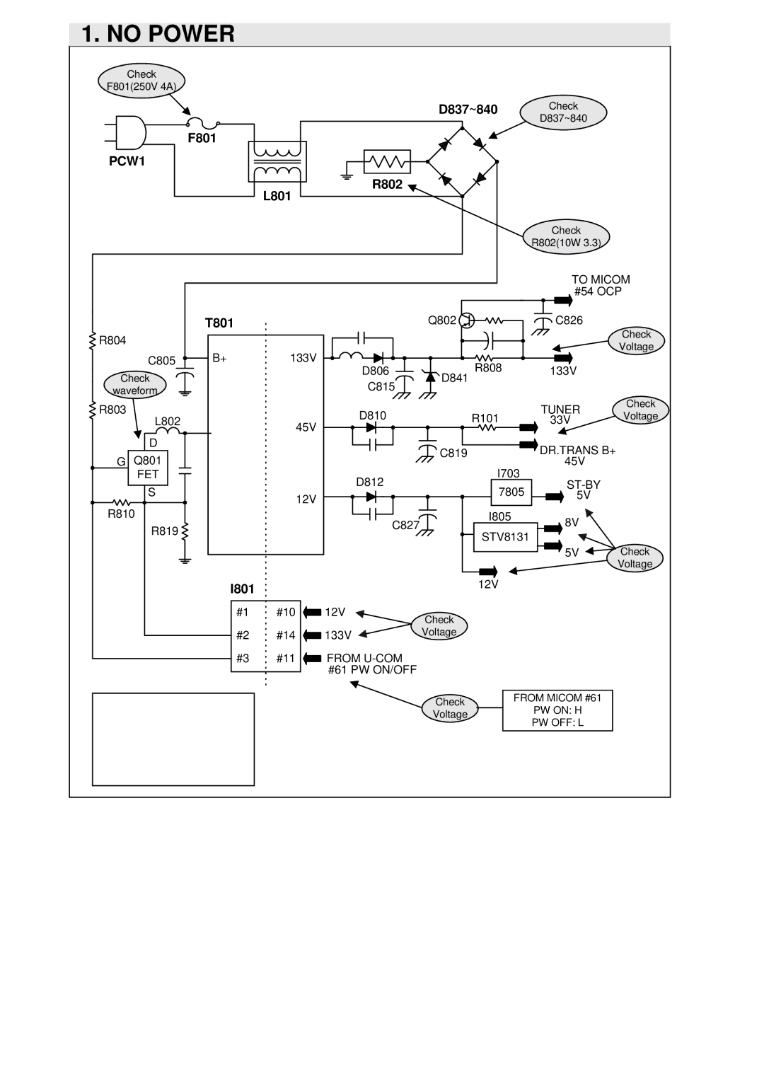 Daewoo CP005P-010G1 specifications No Power 