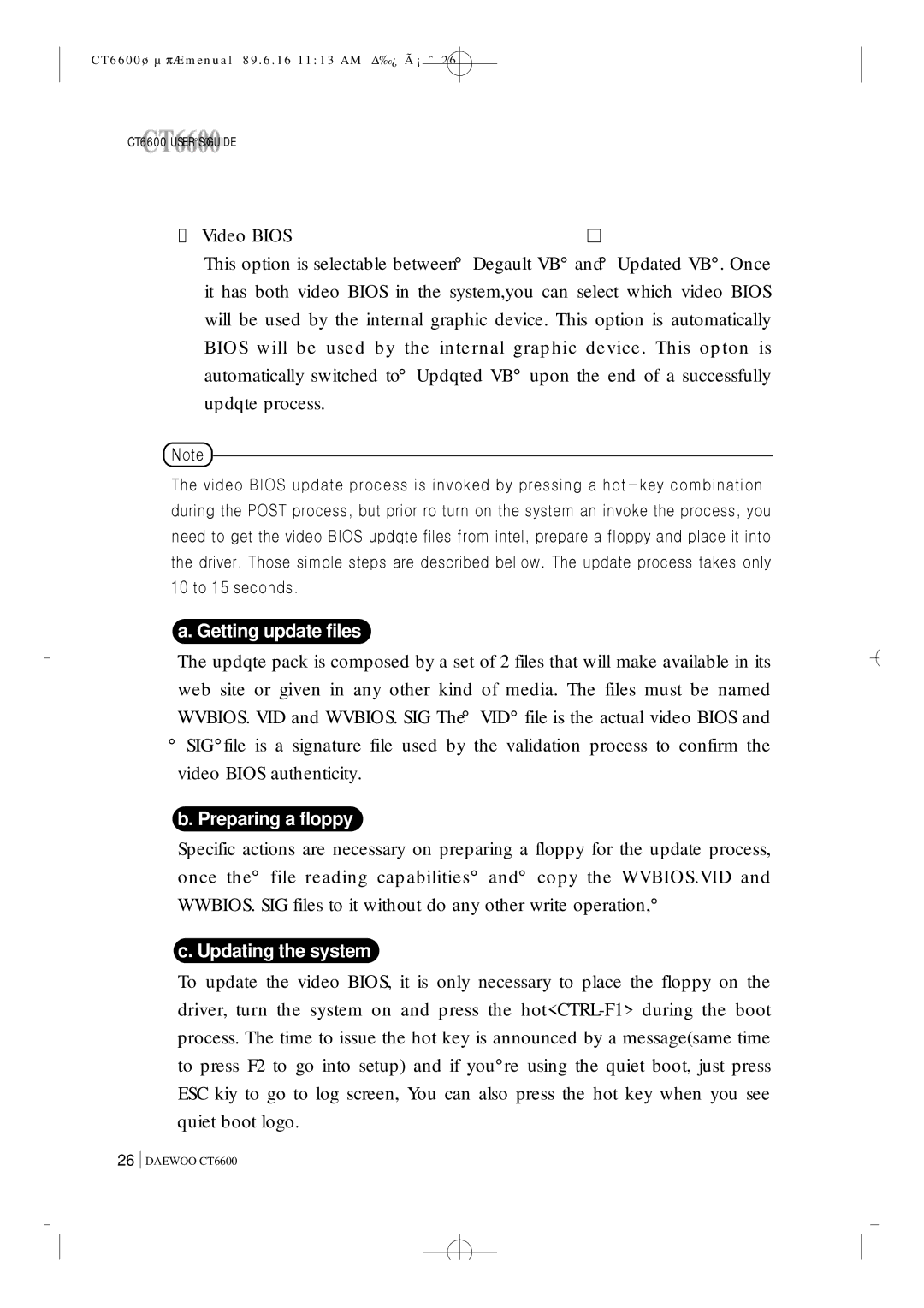 Daewoo CT6600 manual Getting update files 