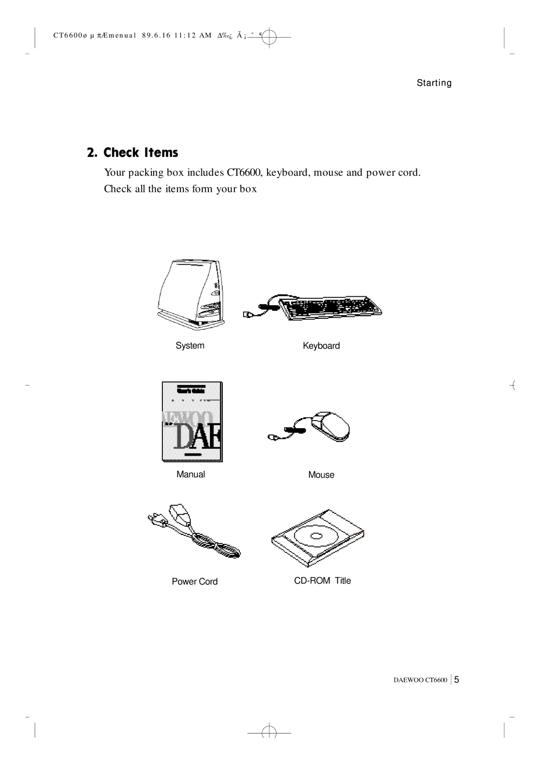 Daewoo CT6600 manual Starting 