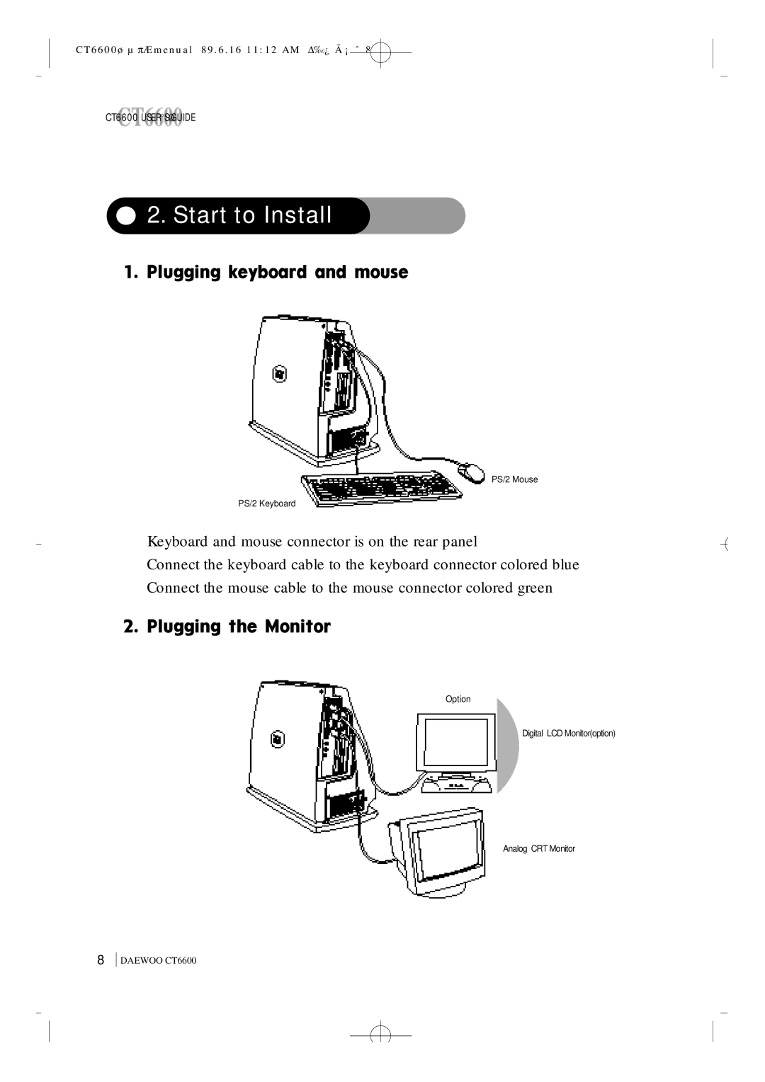 Daewoo CT6600 manual Start to Install 