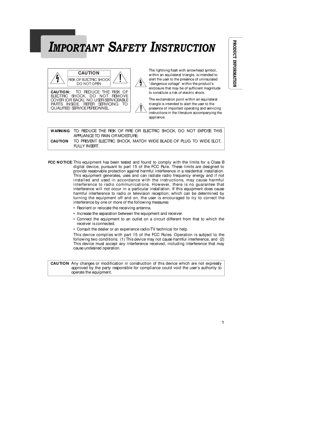 Daewoo DAC-200, DAC-300, DAC-100 owner manual Important Safety Instruction 