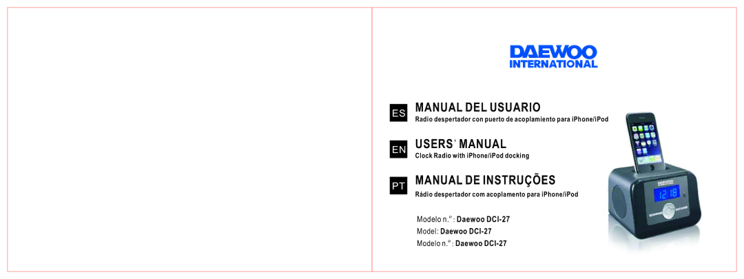 Daewoo DCI-27 user manual Manual DEL Usuario 