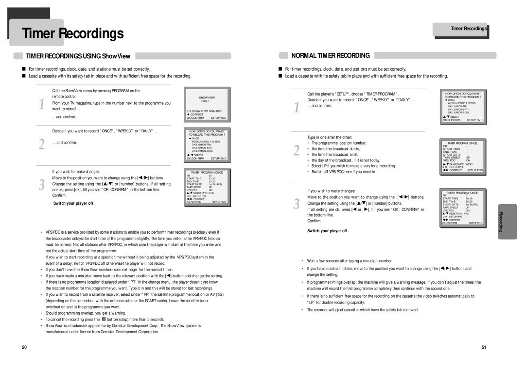 Daewoo DCR-9120 owner manual Timer Recordings Using ShowView, Switch your player off 