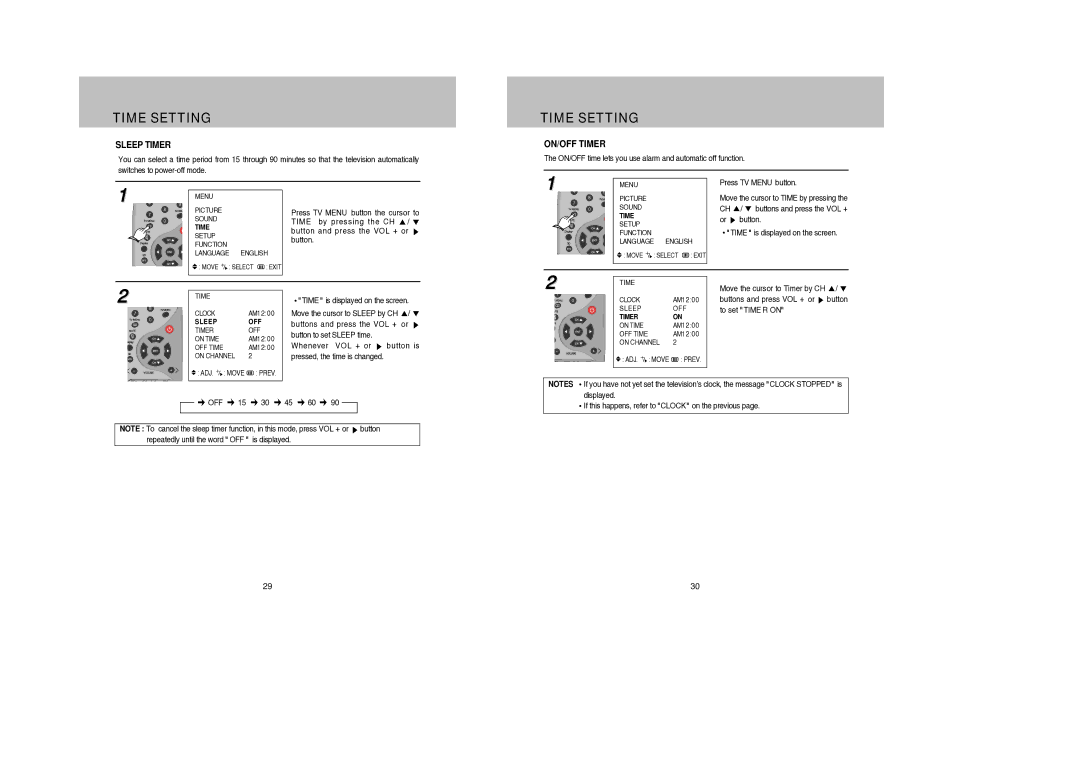 Daewoo DDQ-9H1SC owner manual Sleep Timer, ON/OFF Timer 