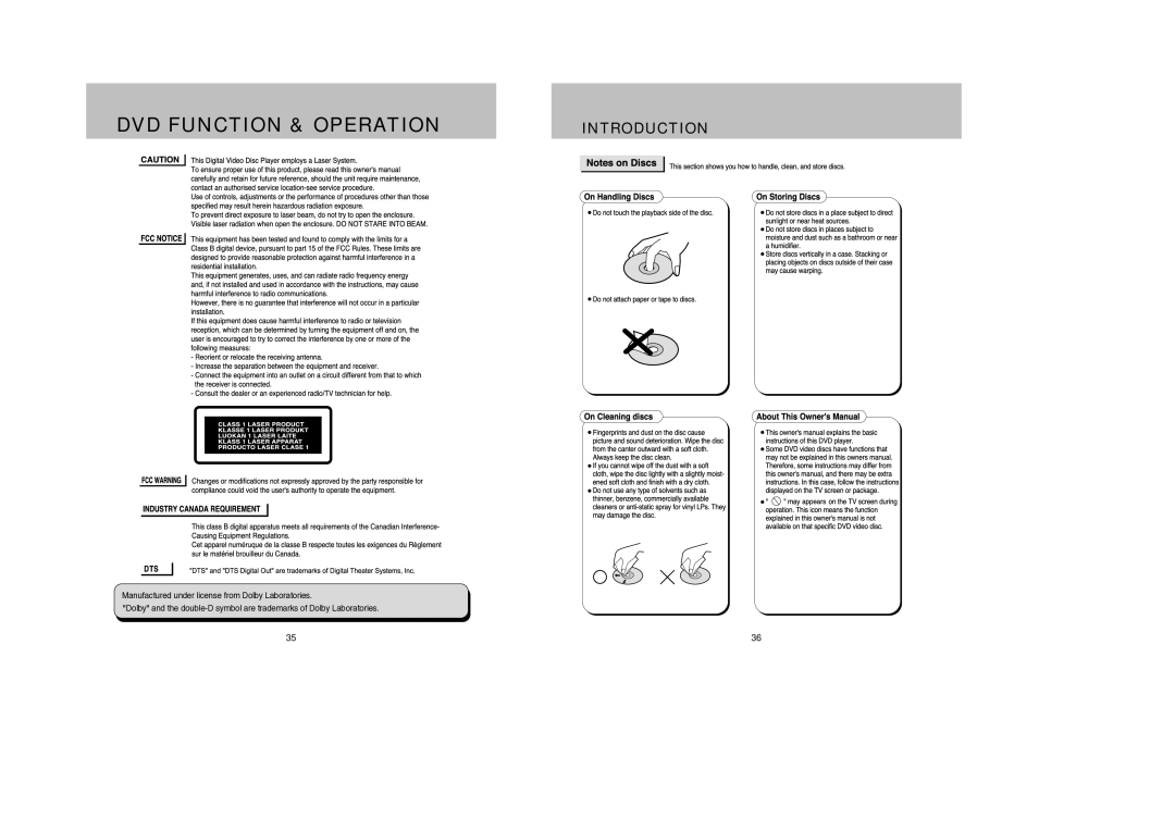 Daewoo DDQ-9H1SC owner manual DVD Function & Operation, Introduction 