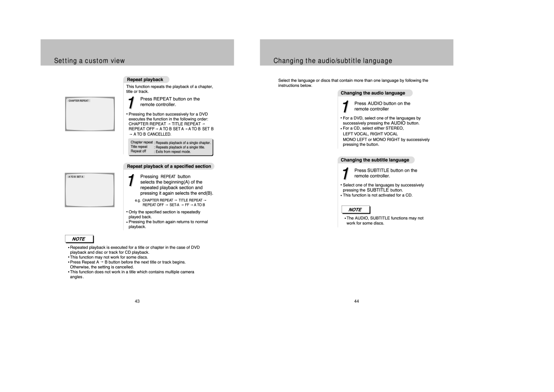 Daewoo DDQ-9H1SC owner manual Setting a custom view Changing the audio/subtitle language 