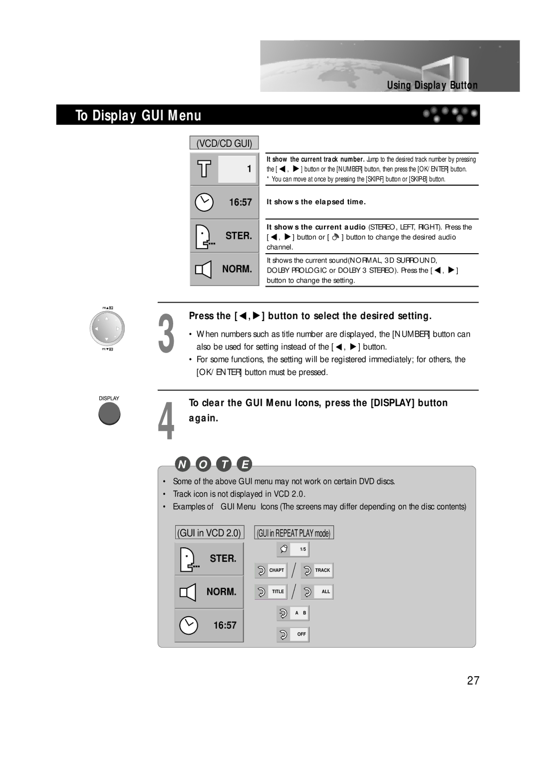 Daewoo DDT-14H9 S Press the , button to select the desired setting, Also be used for setting instead of the , button 