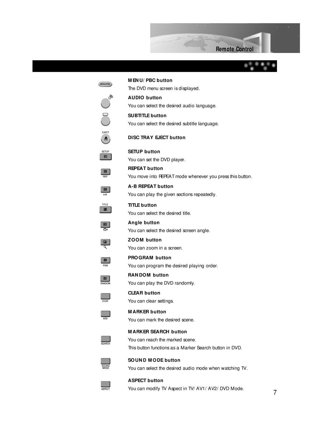 Daewoo DDT-14H9 S owner manual Remote Control 