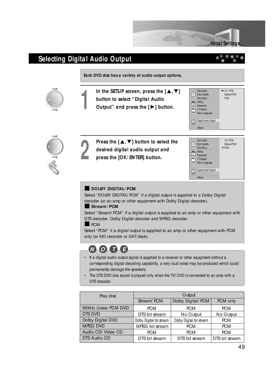 Daewoo DDT-21H9 S owner manual Selecting Digital Audio Output, Button to select Digital Audio, Output and press the button 