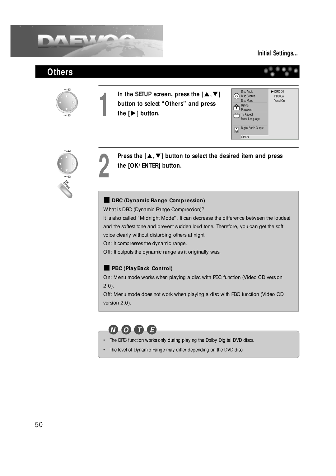 Daewoo DDT-21H9 S owner manual Button to select Others and press the button 