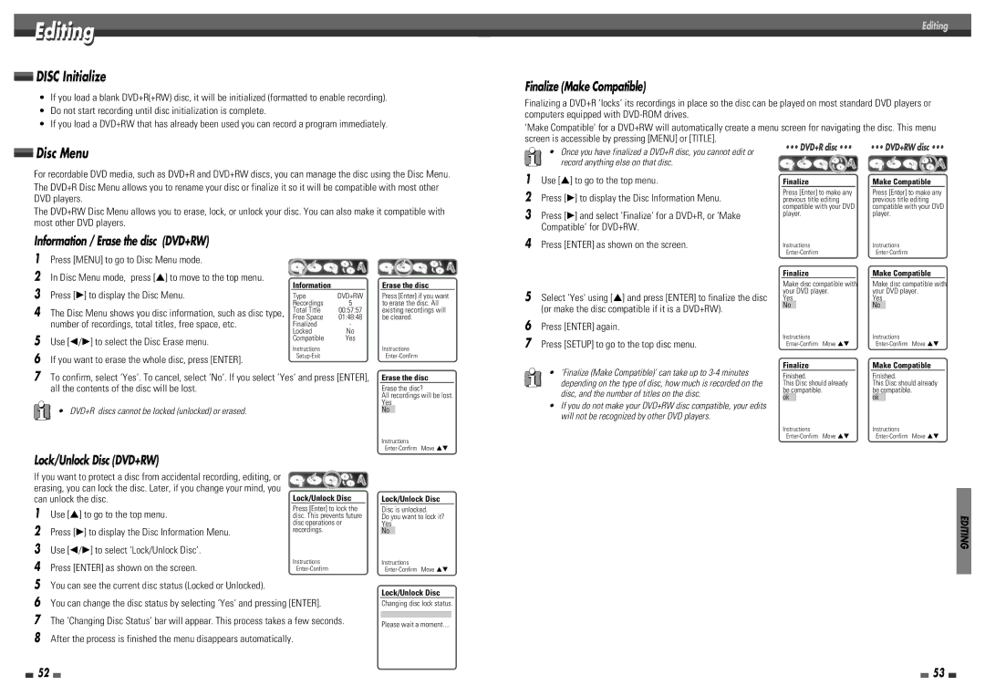 Daewoo DF-4100P, DF-4150P, DF-8100P, DF-8150P user manual Editing 