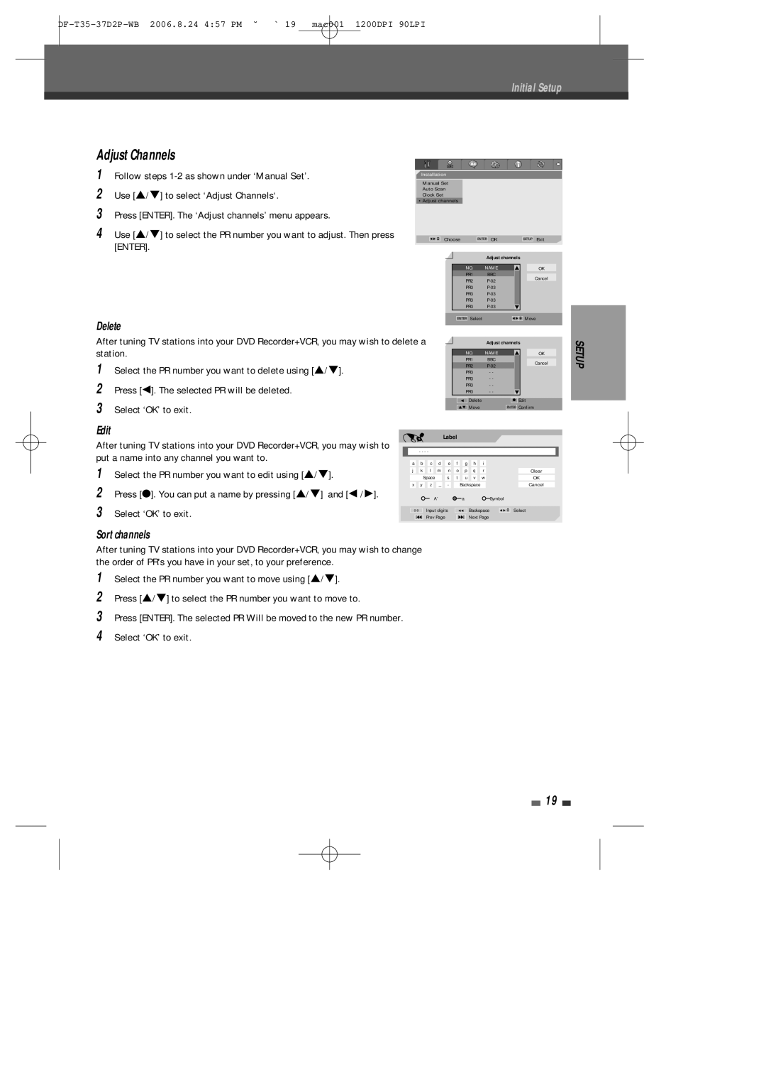 Daewoo DF-4500P/4700P user manual Adjust Channels, Delete 