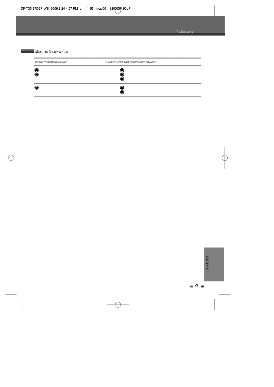 Daewoo DF-4500P/4700P user manual Moisture Condensation, Moisture condensation can occur 