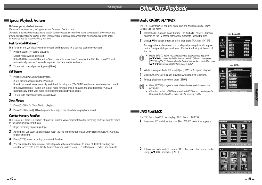 Daewoo DF-8100 user manual Othert Disci Playbackl, To return to normal playback, press Play, Special Playback Features 