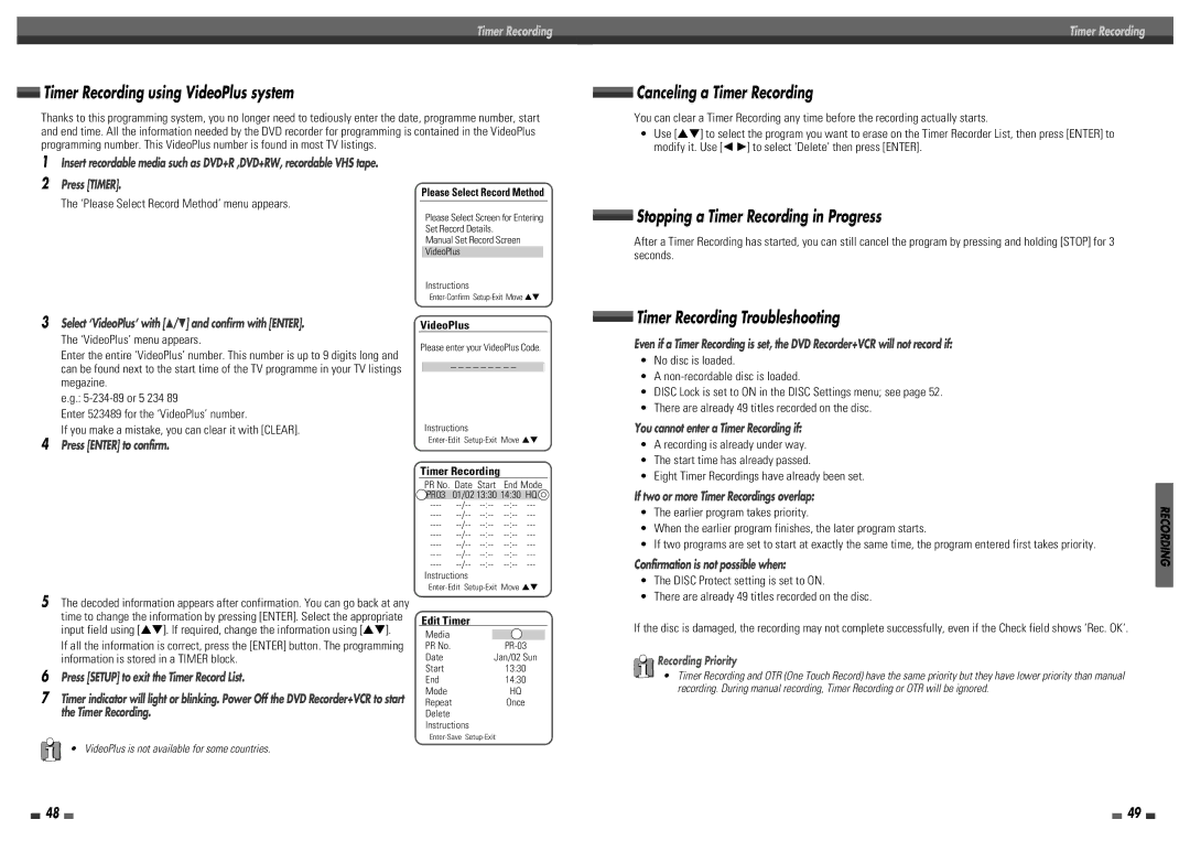 Daewoo DF-8100 user manual Earlier program takes priority, When the earlier program finishes, the later program starts 