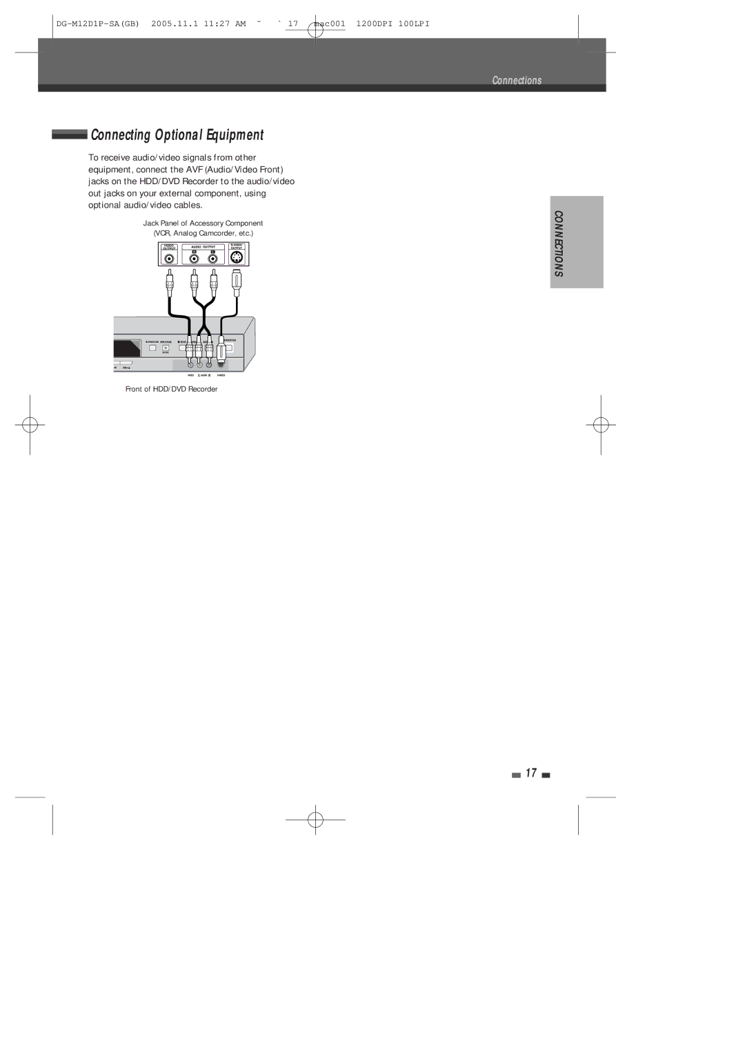 Daewoo DH-6100P user manual Connecting Optional Equipment 