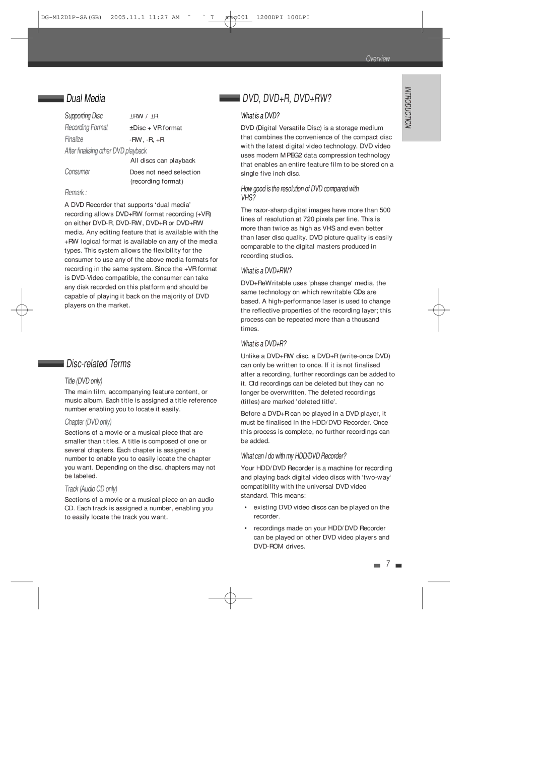 Daewoo DH-6100P user manual Dual Media, Disc-related Terms 