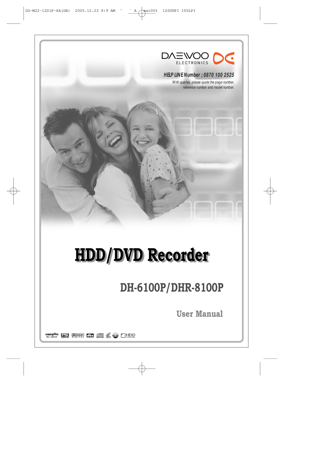 Daewoo DHR-8100P user manual HDD/DVD Recorderr r 