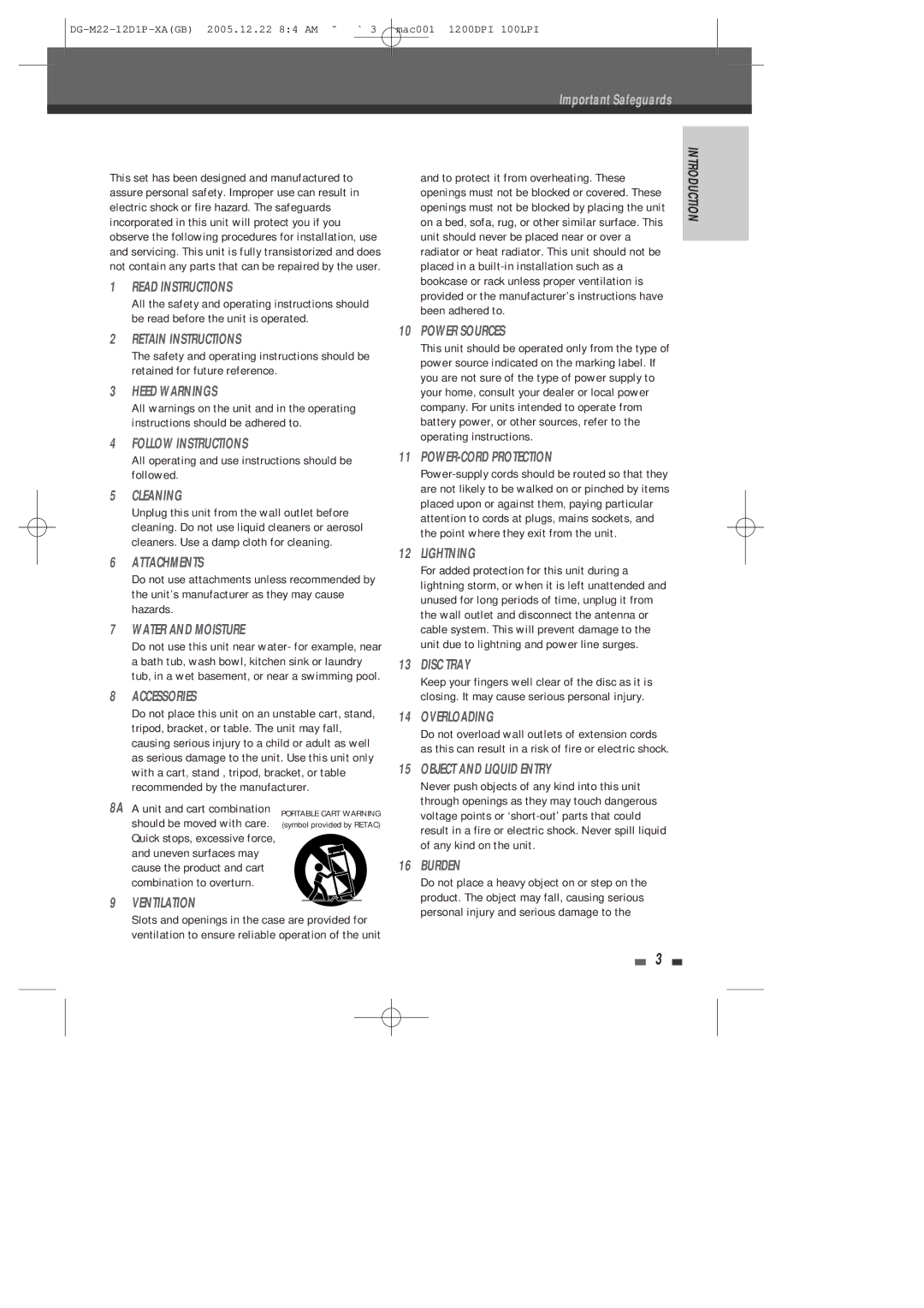 Daewoo DHR-8100P All operating and use instructions should be followed, Uneven surfaces may, Combination to overturn 