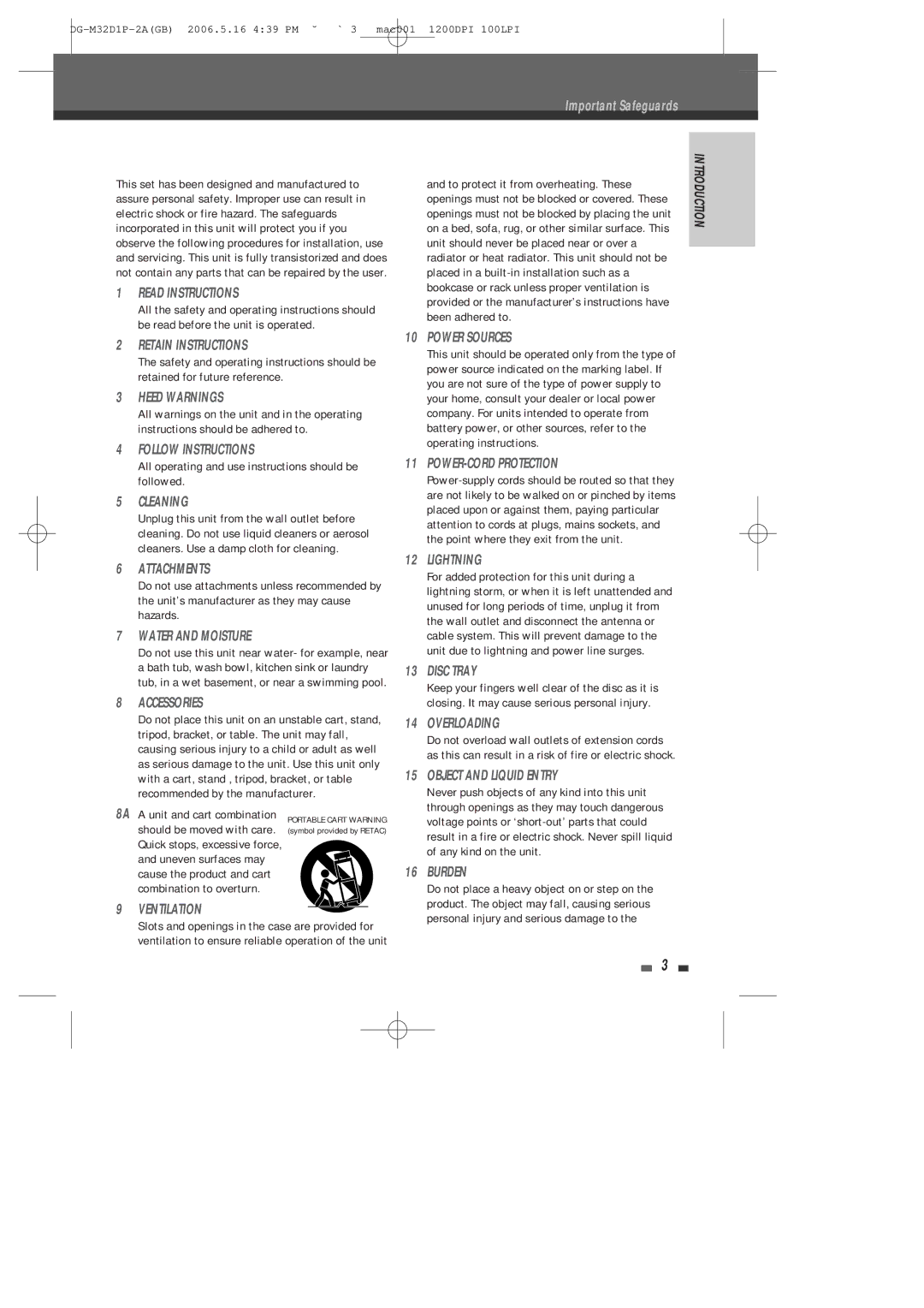 Daewoo DHR-9105P All operating and use instructions should be followed, Uneven surfaces may, Combination to overturn 