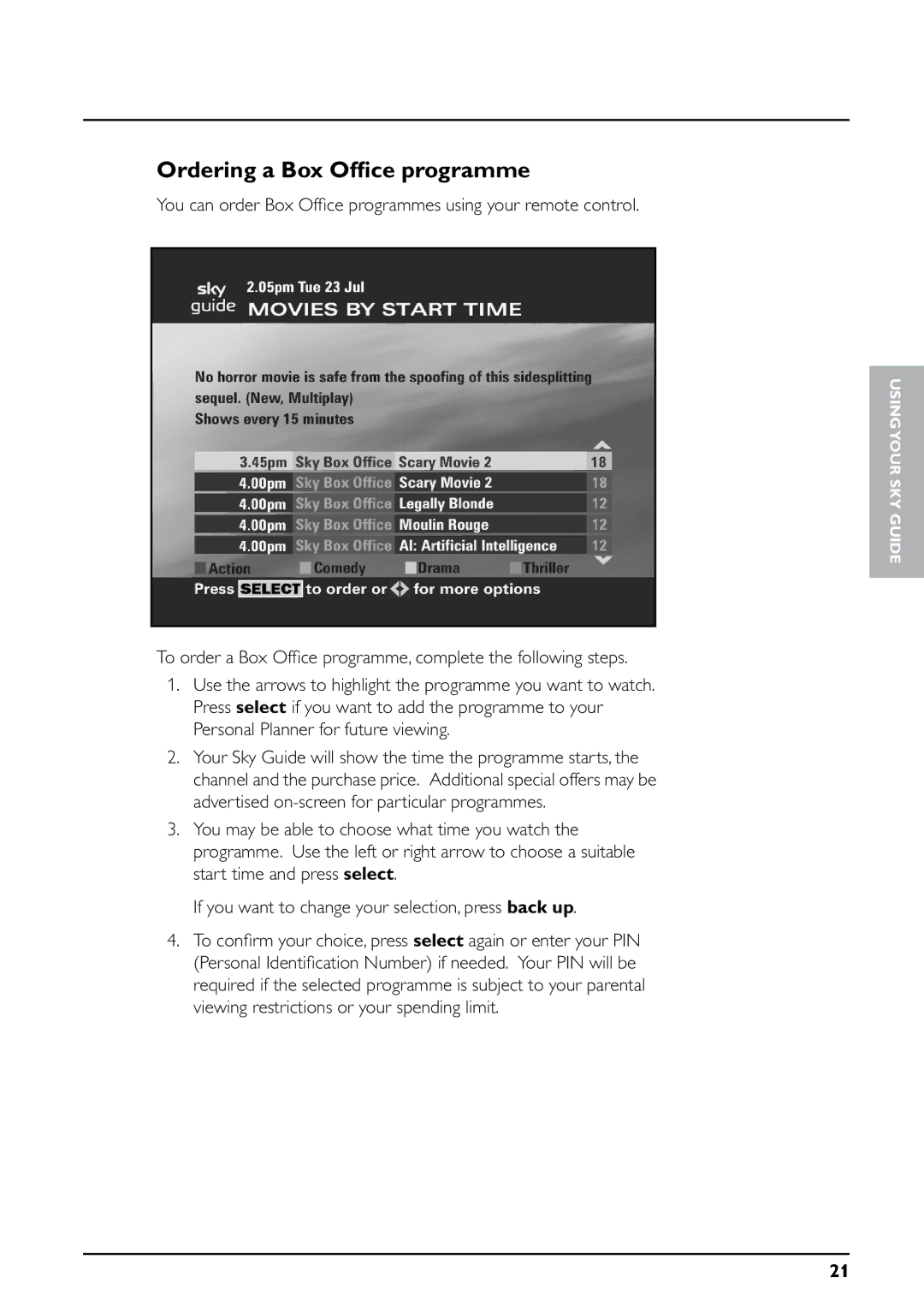 Daewoo digibox manual Ordering a Box Ofﬁce programme 