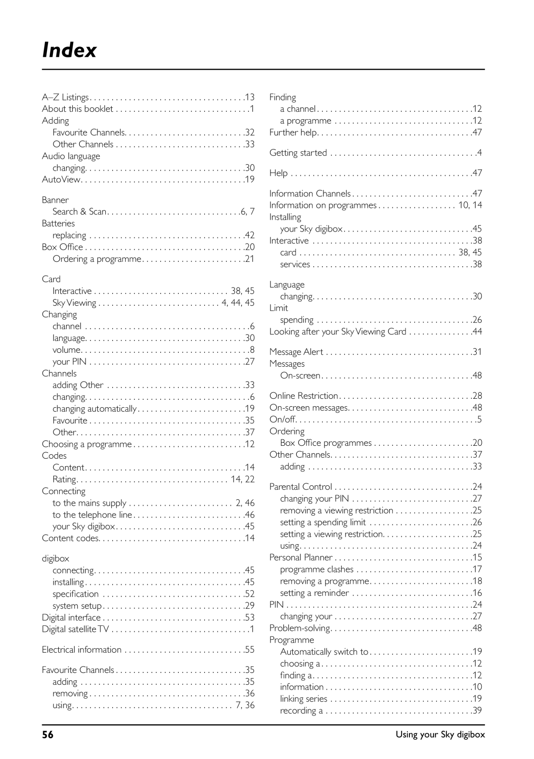 Daewoo digibox manual Index, Audio language 