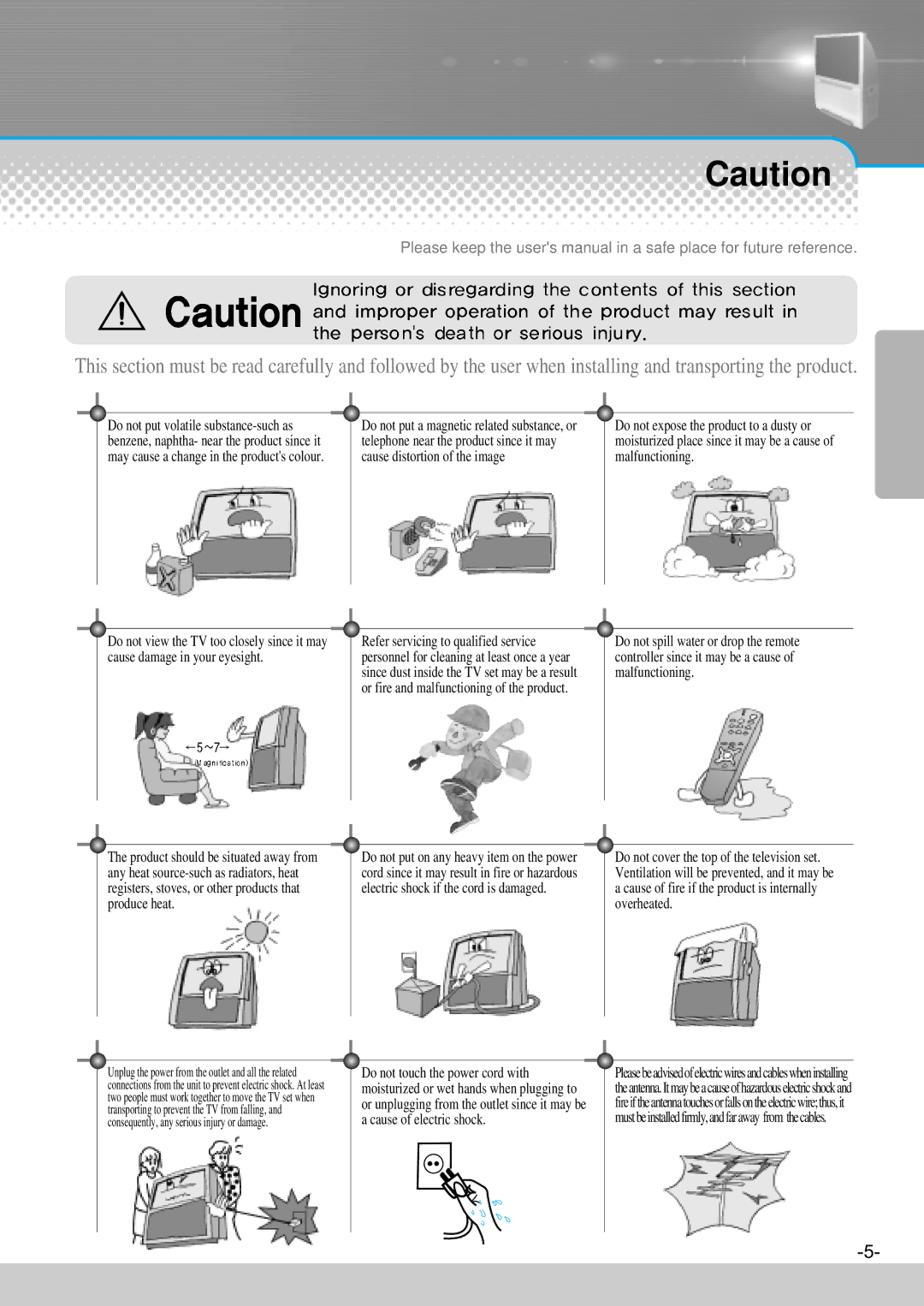 Daewoo DJ-4710, DJ-4720, DJ-4710E, DJ-4720E instruction manual Do not put volatile substance-such as 