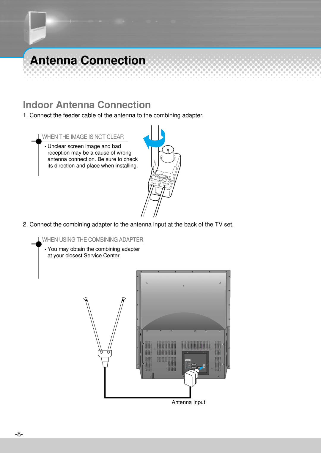 Daewoo DJ - 4720, DJ - 5520, DJ - 4710, DJ - 5510, DJ - 4710E, DJ - 5510E, DJ - 4720E, DJ - 5520E Antenna Connection 