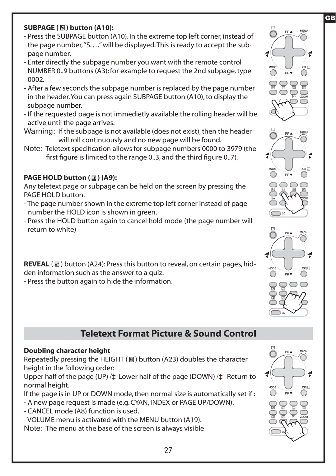 Daewoo DLP-20W2, DLP-20J1, DLP-20D7 instruction manual Teletext Format Picture & Sound Control 