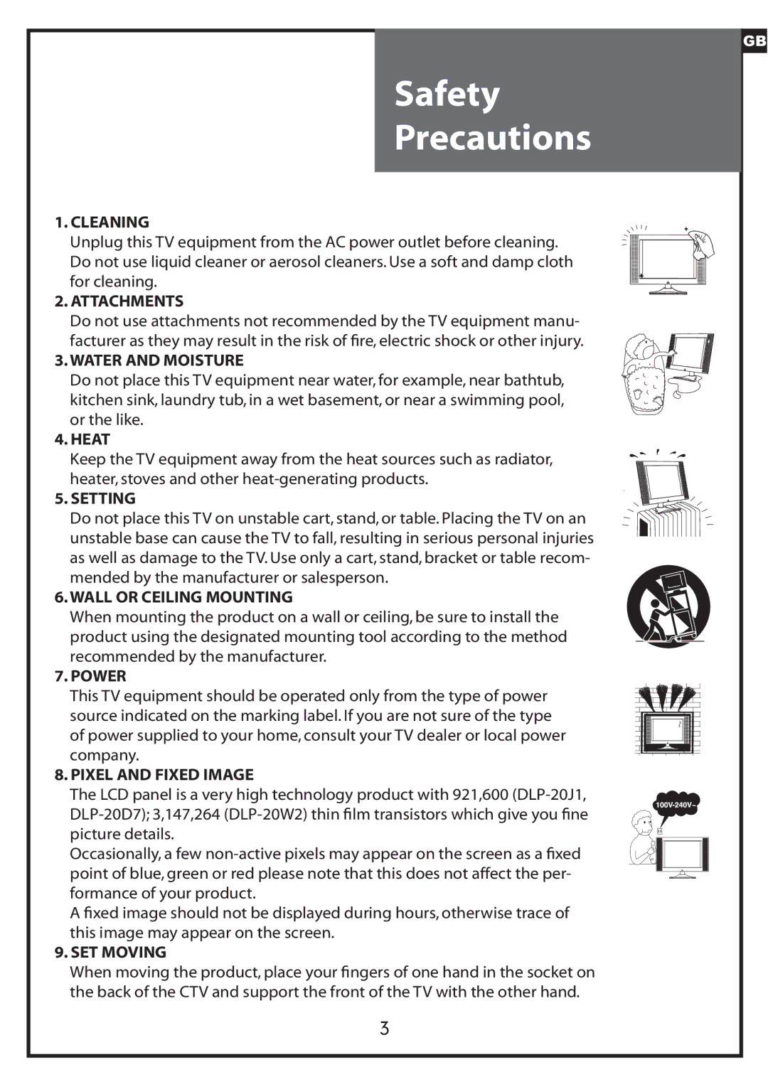 Daewoo DLP-20W2, DLP-20J1, DLP-20D7 instruction manual Safety Precautions 