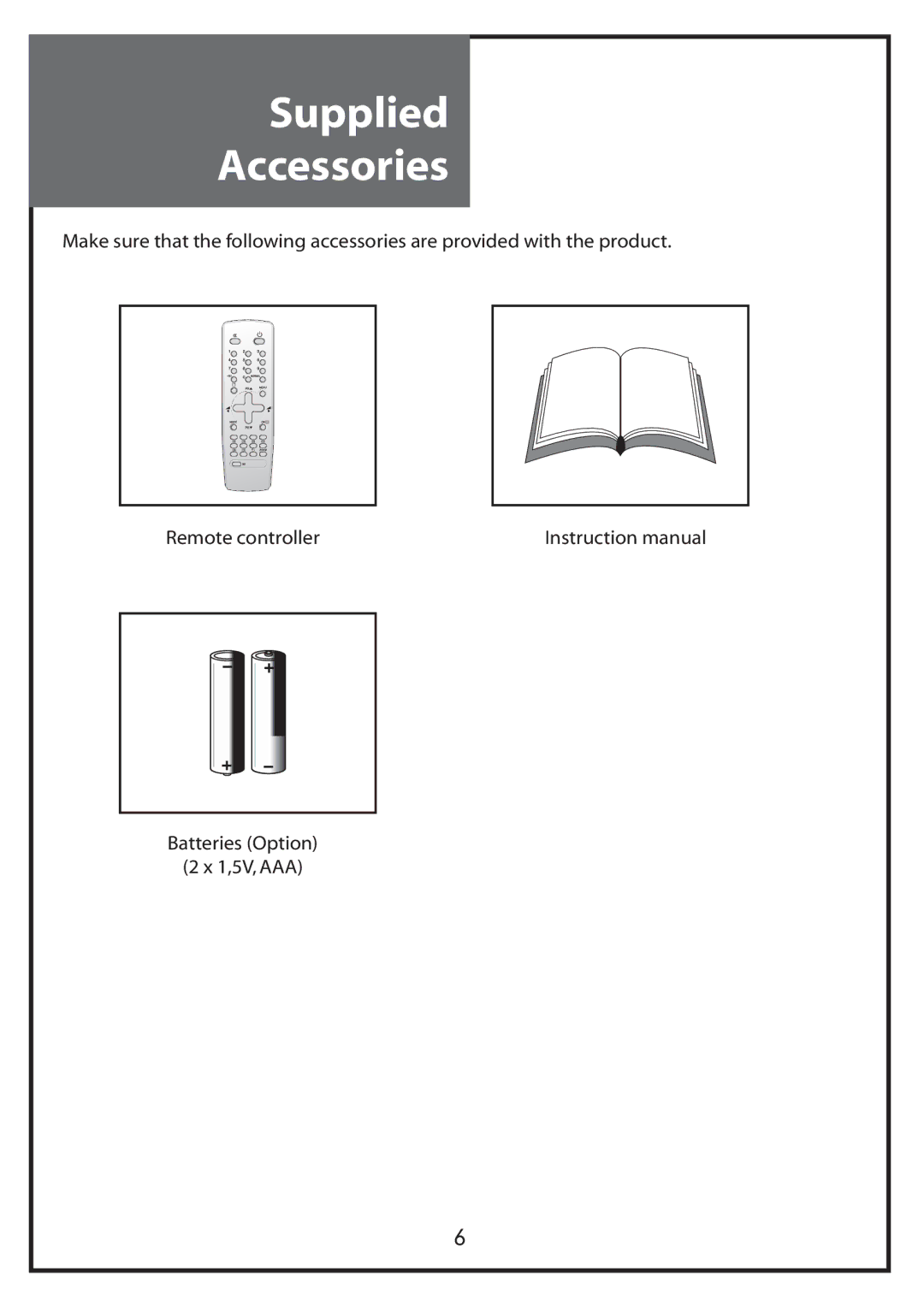 Daewoo DLP-20W2, DLP-20J1, DLP-20D7 instruction manual Supplied Accessories 